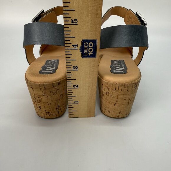 Korks by Kork‑Ease Blue Leather Buckle Wedge Sandals Womens Size 7 Comfort Style - Picture 12 of 15